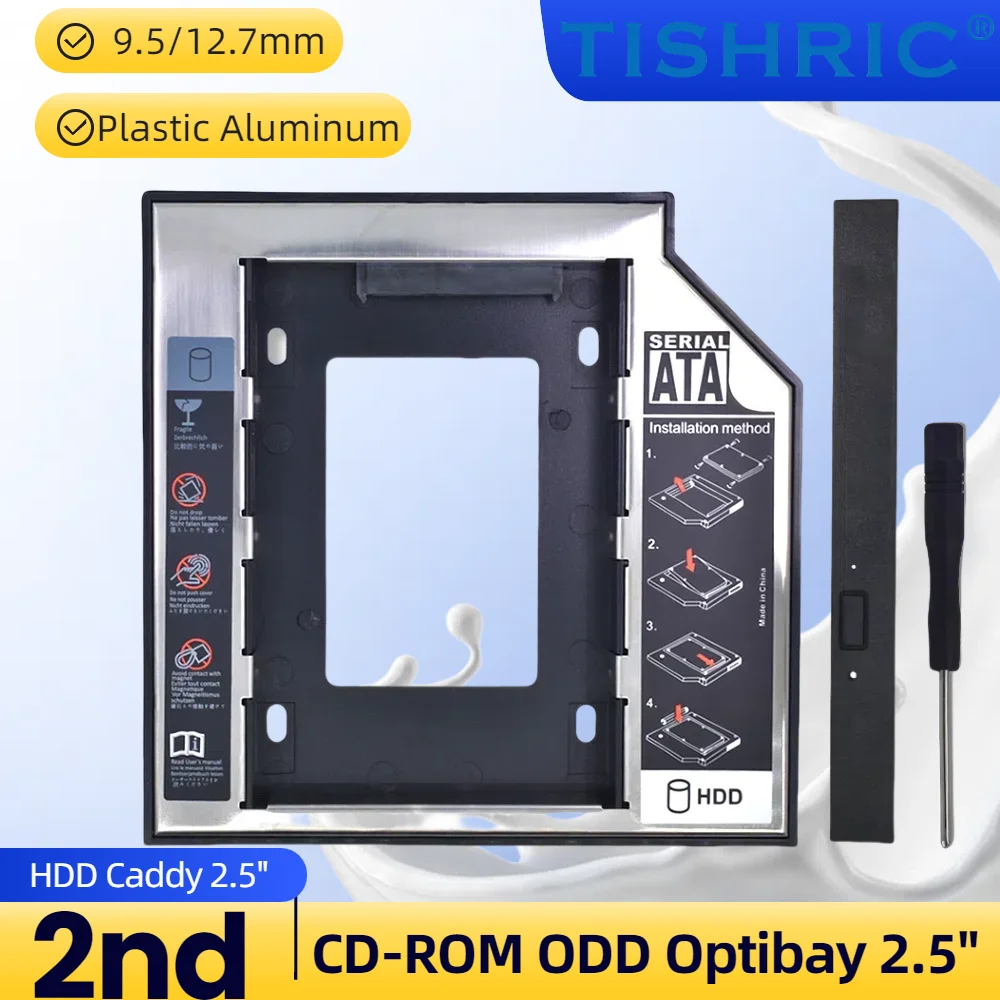 External Hard Drive Case Ssd Enclosure External Hard Drive Box Hard Disk Case Hard Drive Enclosure Hdd Case Enclosure Plastic Aluminum Universal 9.5/12.7mm SATA 3.0 2nd HDD Caddy 2.5" SSD CD DVD to HDD Case Enclosure CD-ROM ODD Optibay