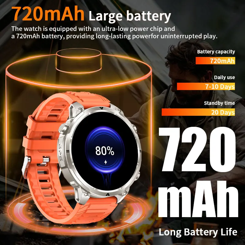 LIGE New Men Sports Smart Watch GPS Heart Rate Monitor LED Flashlight Compass Bluetooth Call IP68 Waterproof man Smartwatch 2026