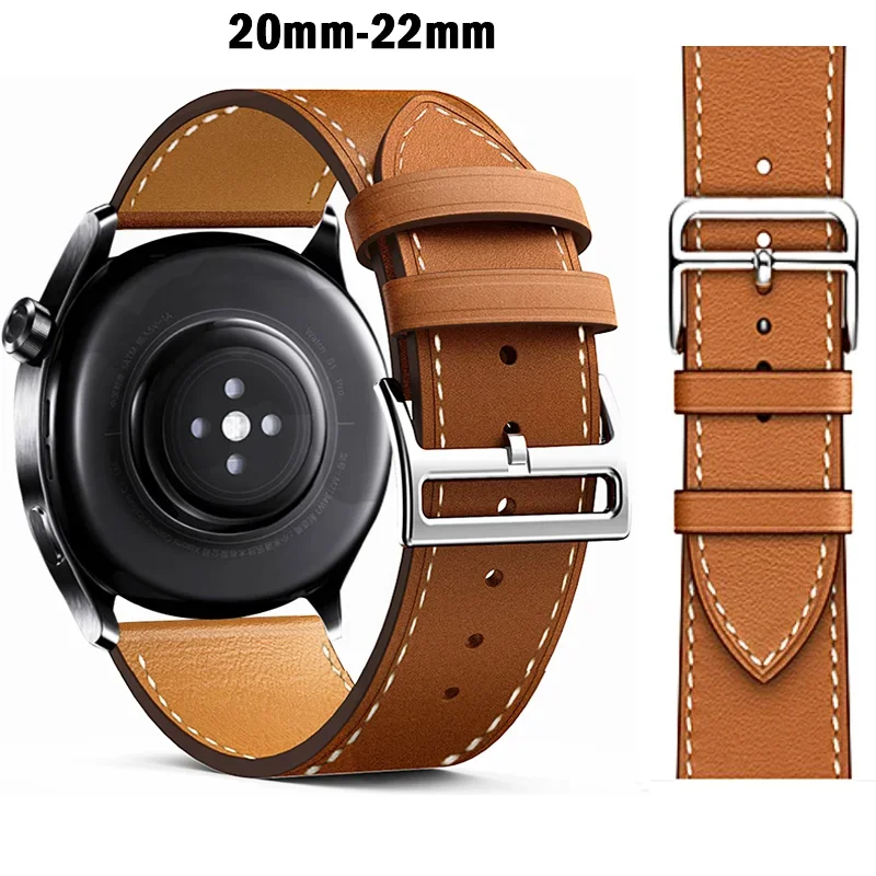 Premium Leather Watch Band Strap - Sporty and Elegant Design, 20-22mm Adjustable Size,