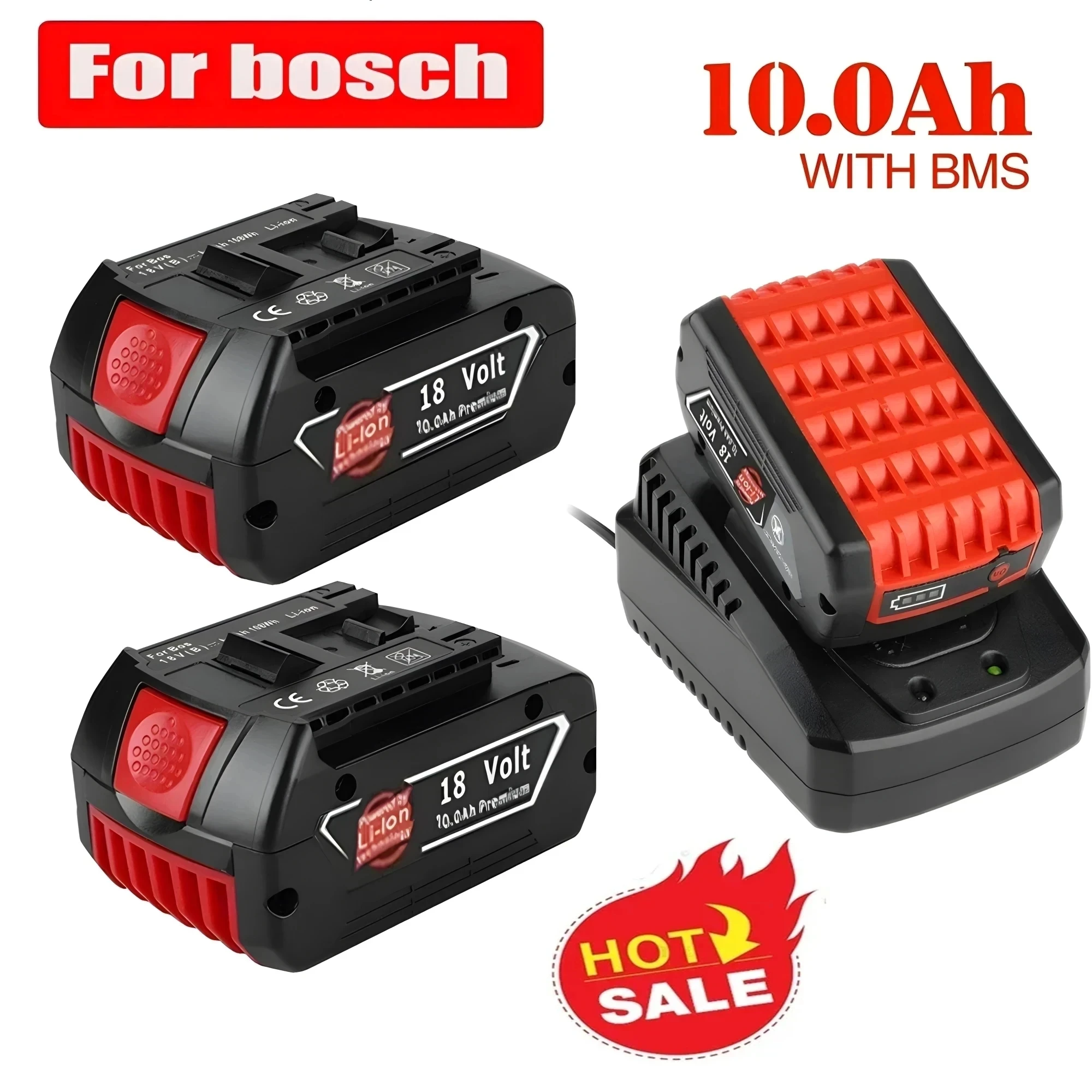 

18V 10Ah Rechargeable Li-Ion Battery For Bosch 18V Power Tool Backup 10000mah Portable Replacement for BOSCH 18V Battery BAT609