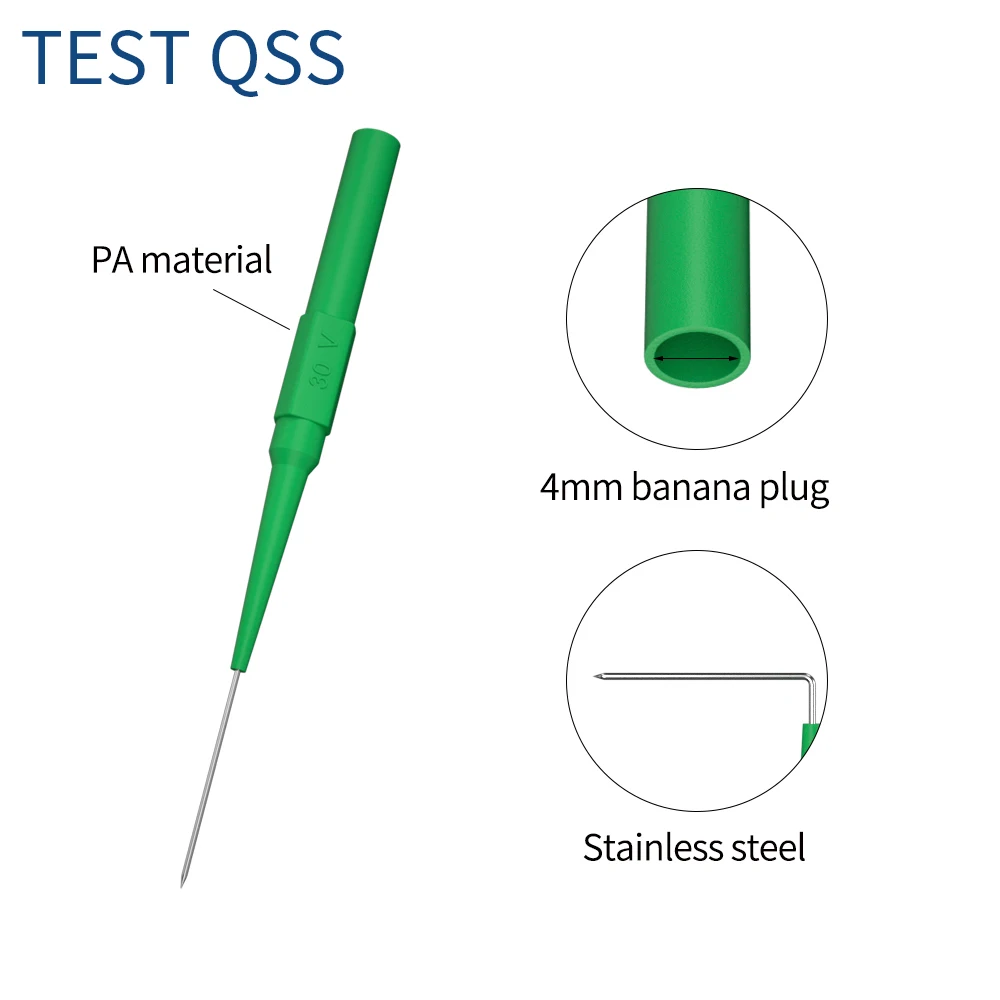 QSS 15PCS 절연 비파괴 피어싱 테스트 프로브 멀티 미터 스테인레스 펑크 백 프로브 3 각도 Q.30009pro