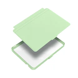 Detachable Acrylic Clear Back Case with PU Leather Smart Sleep Cover - Kobo Clara BW (Light Green)