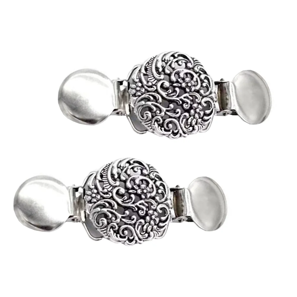

2 Pcs Costumes for Men Vintage Sweater Clip Shawl Collar Girl Brooch Cardigan Man