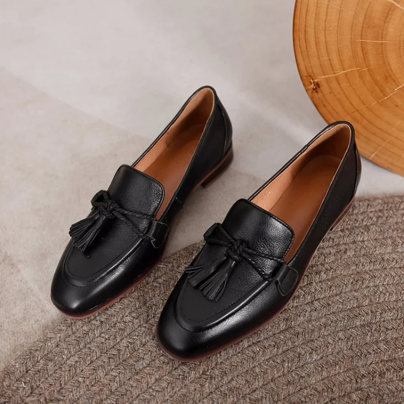 Fashion Square-toed loafers Women Flats Shoes Classic Women Shoes PU Leather Casual Single Summer Ballerina Shallow Mouth Shoes