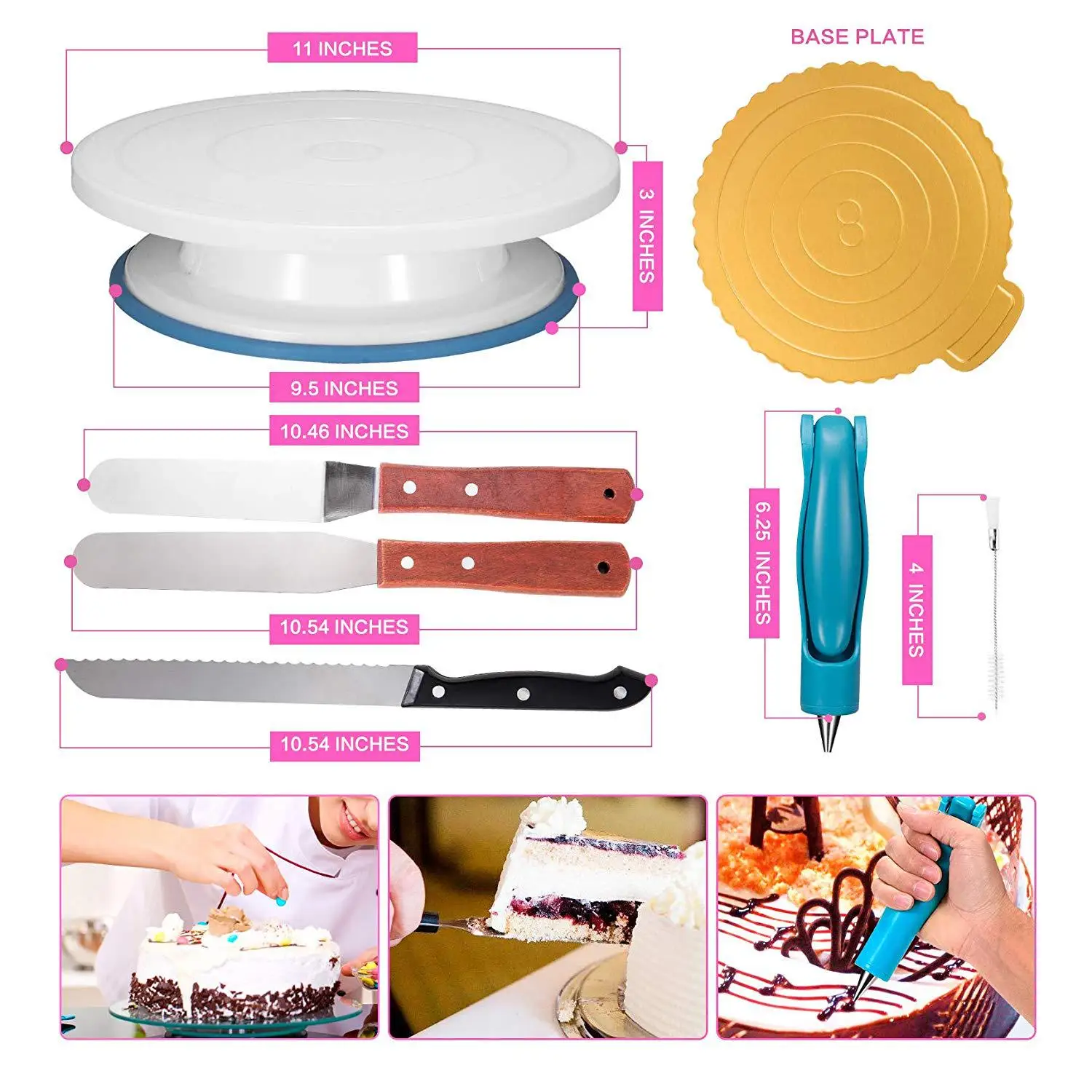 

Baking supplies cake decorating tools kit 124 pieces turntable pastry nozzles cream diy nozzles