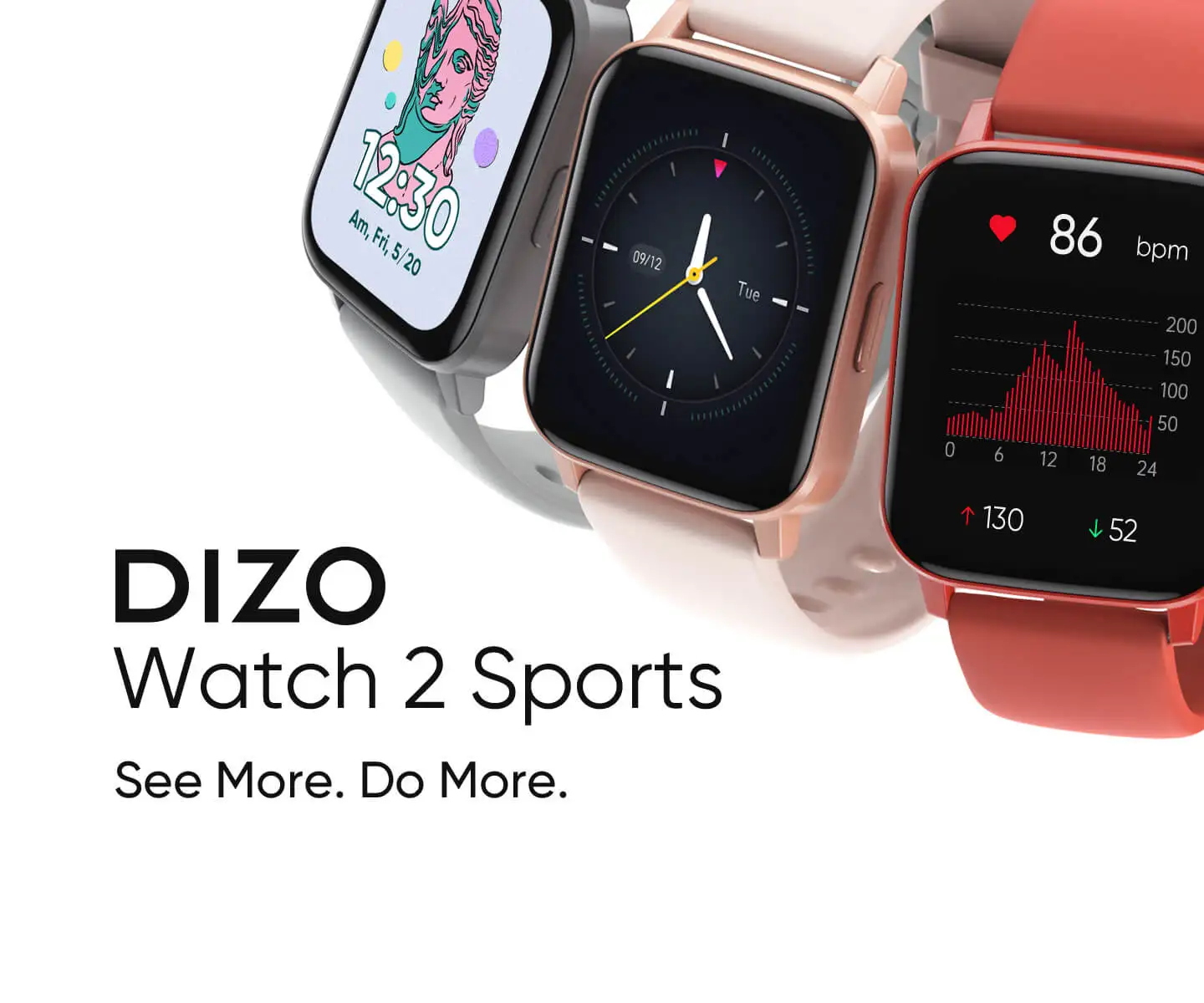 DIZO Watch 2 Sports Smart Watch Heart Rate Monitor Fitness Tracker Sport Waterproof Smartwatch for Xiaomi Huawei IOS Men Women