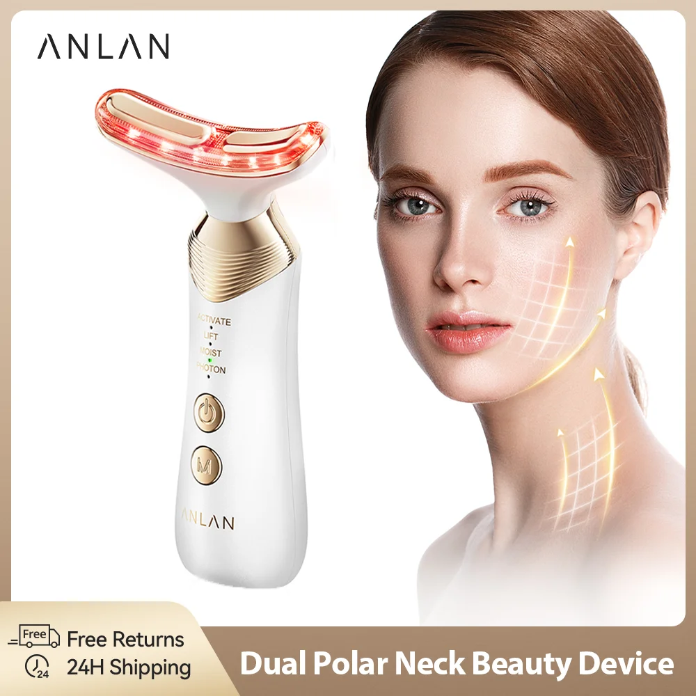 thumbnail image 1 of ANLAN Dual Polar Neck Beauty Device Anti-aging Remove Double Chin EMS Facia Lifting 5-color Photon Warm Facial Massager 24K Gold, 1 of 4