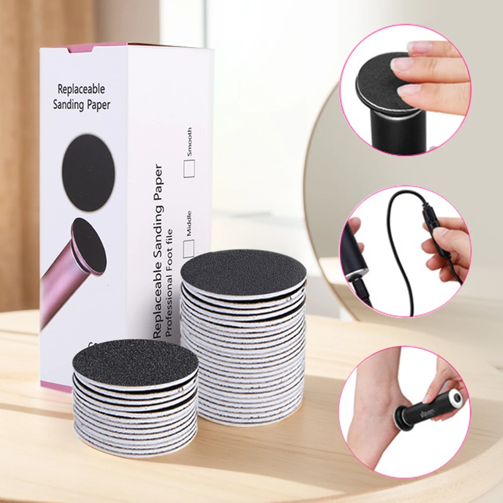 60Pcs 43mm Foot Dead Skin Sandpaper Callus Remover Sandpaper Replacement Discs for Men Women Dead Cracked Hard Skin
