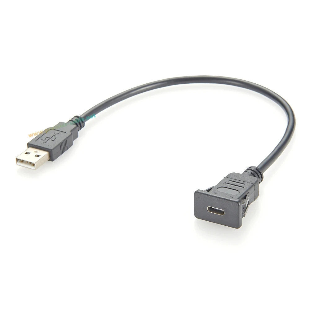 USB A to C Snap-In Panel Mount Cable Square Single Port 480Mbps