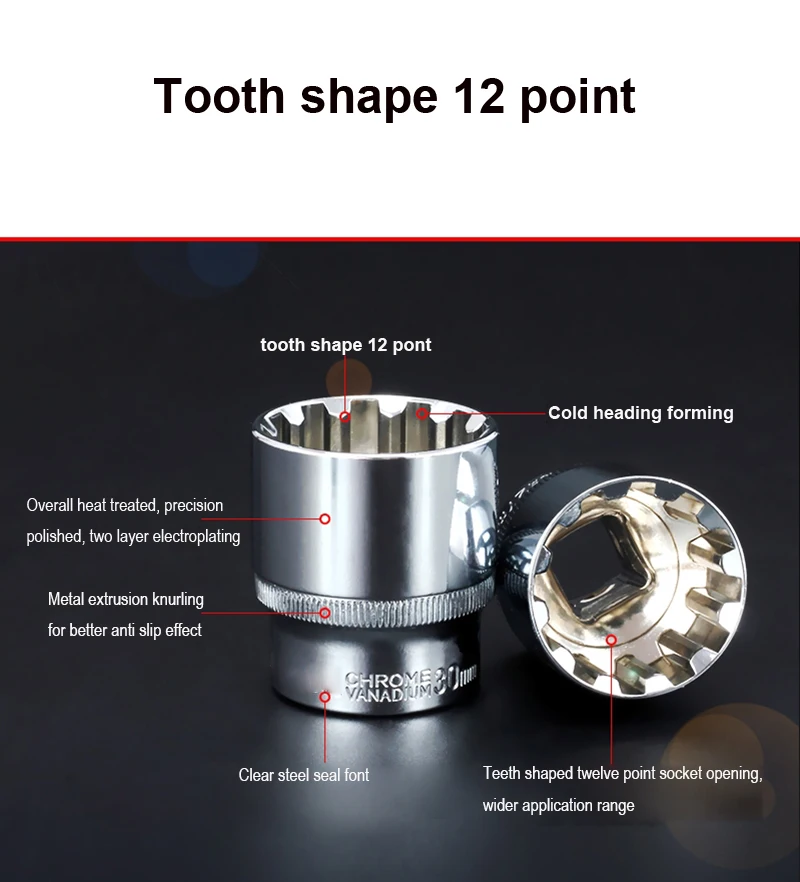 18pcs/set Short 3/8" Square drive 12 point PT metric Torx Socket Ratchet wrench adapter 12 Angles Plum Blossom Sleeve 6mm-24mm 3