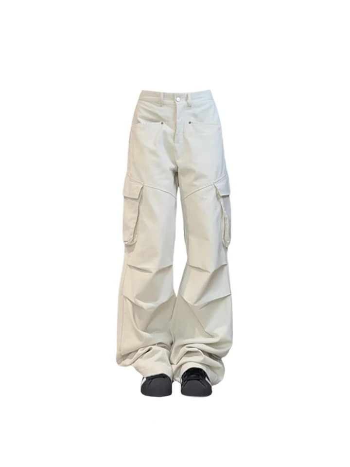 Women's Off White Cargo Pants Vintage Y2k Harajuku Aesthetic