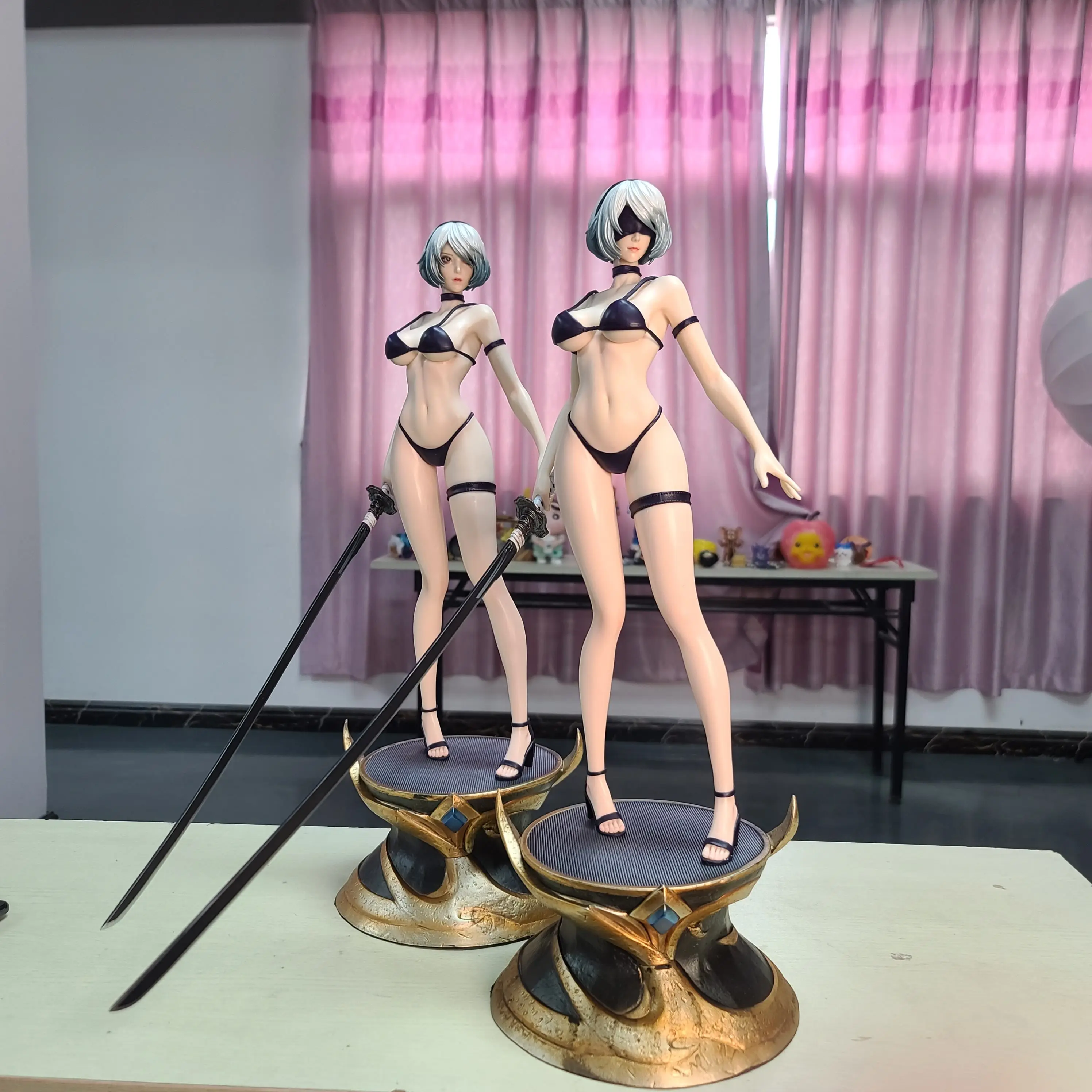 52cm NieR Automata 2B Swimwear Figure 1/4 Double Head PVC Anime