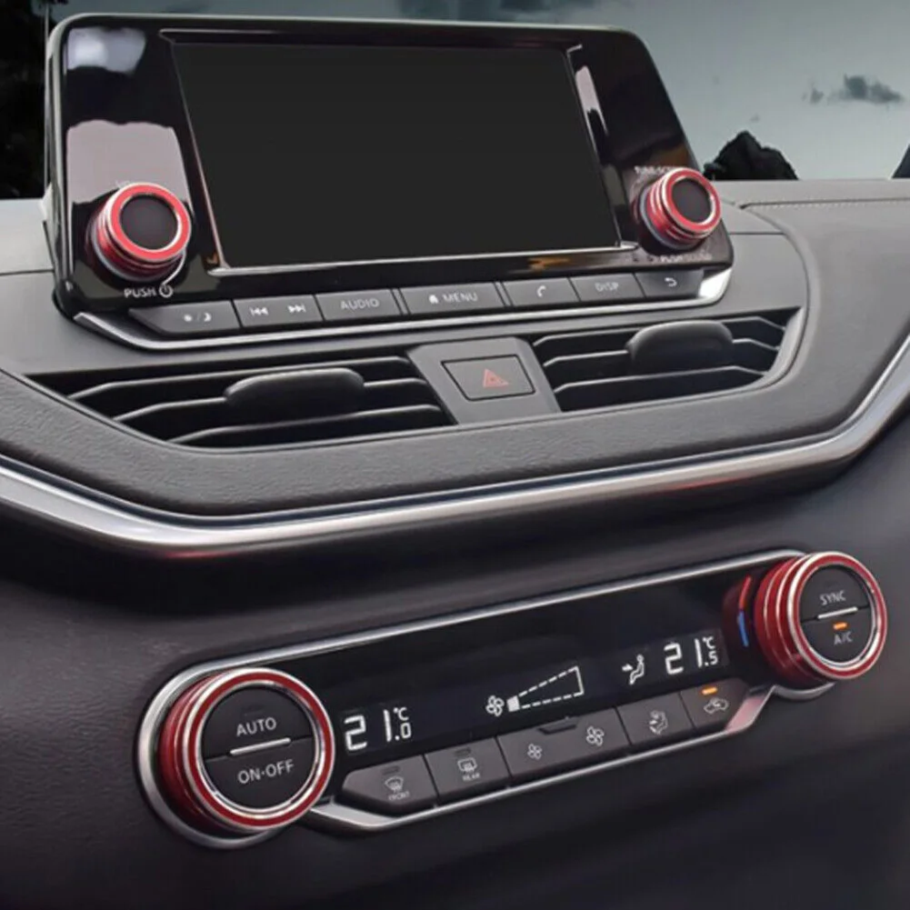 

Car Knob Ring Cover Air Conditioning Interior Trim Air Conditioning Trim Aluminum Alloy Car AC Cover Fashion None