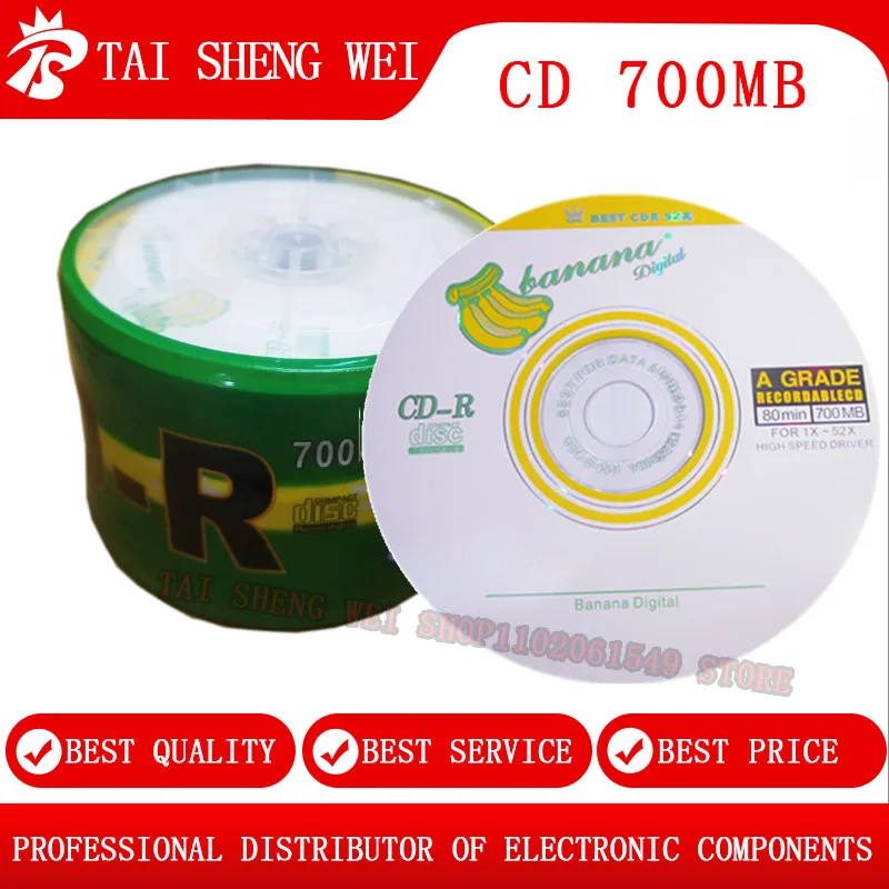 50pcs CD-R 700MB/80min CD Blank discs recordable compact disc 52x for the Backup and Storage of Data Photos Music etc