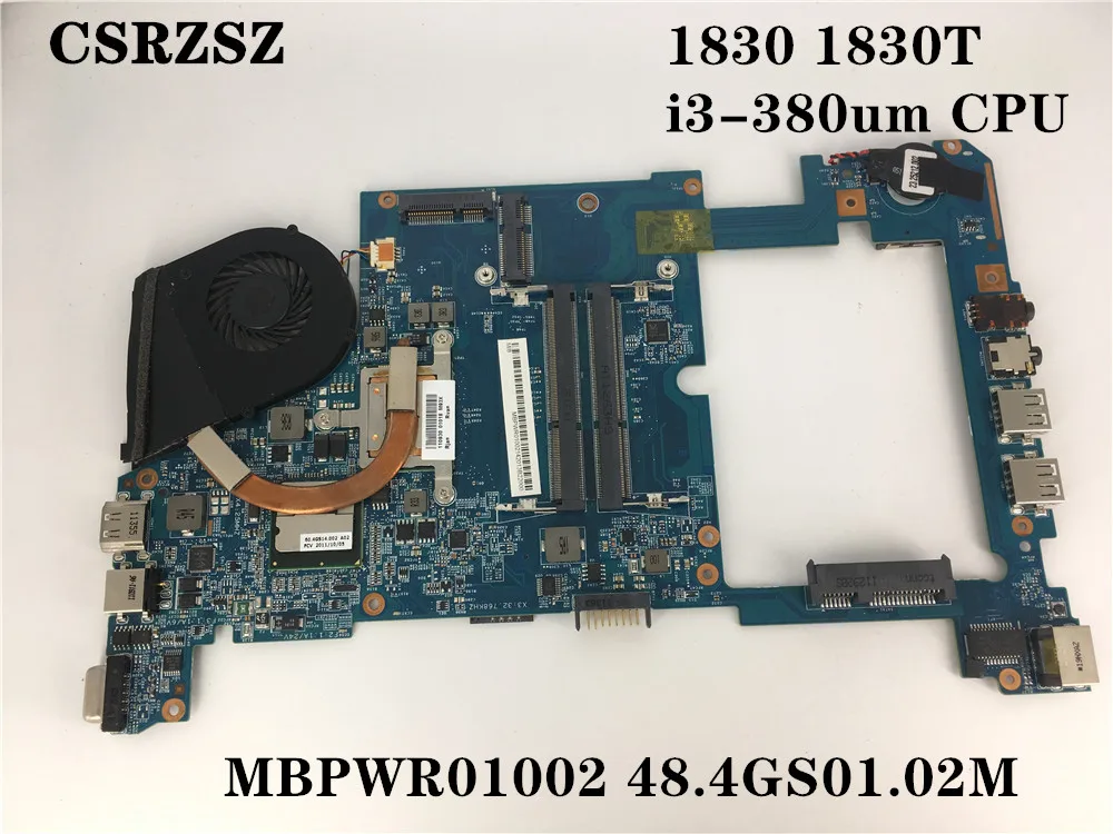 

MBPWR01002 MB.PWR01.002 09918-2N 48.GS01.02M Mainboard For Acer aspire 1830 1830T Laptop motherboard with i3-380um CPU Test ok