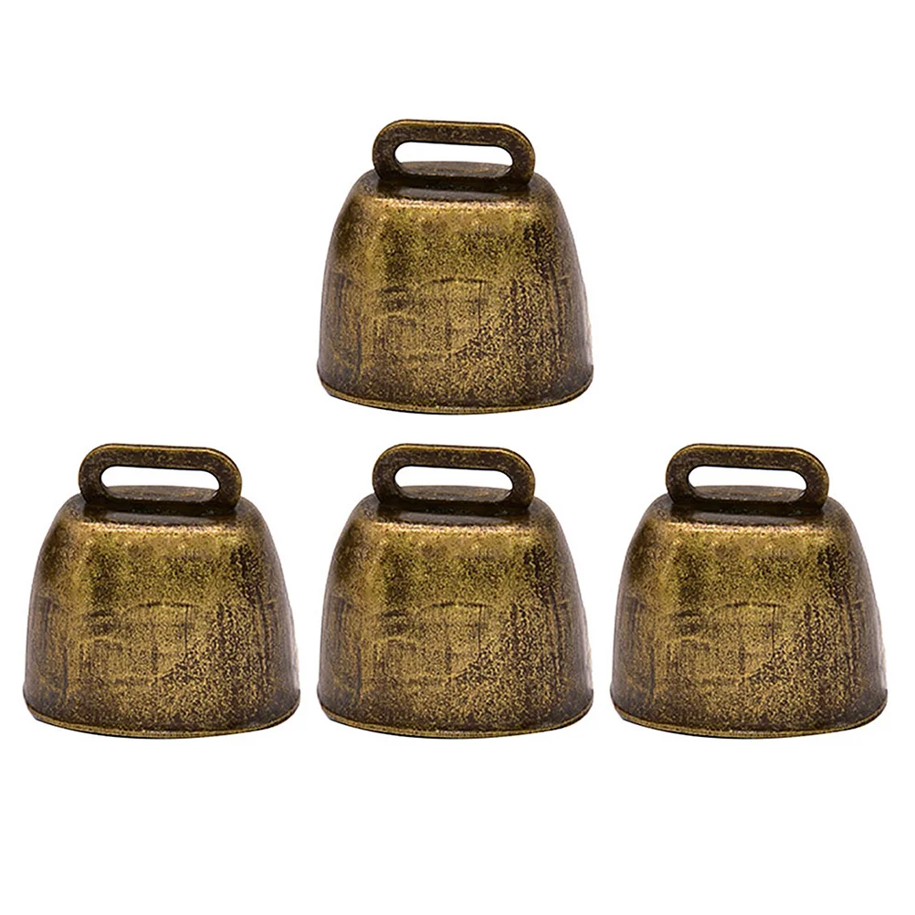 PATIKIL 4 Mini Campanelli Per Mucche In Ferro - Tono Dorato, 3,5 Cm, Suono Forte - Per Animali, Anti-smarrimento, Decorazione Natalizia