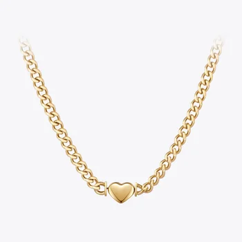ENFASHION Valentine Heart Necklace For Women Gold Color Necklaces Stainless Steel Jewelry Emo Choker Collares Para Mujer P213274 1