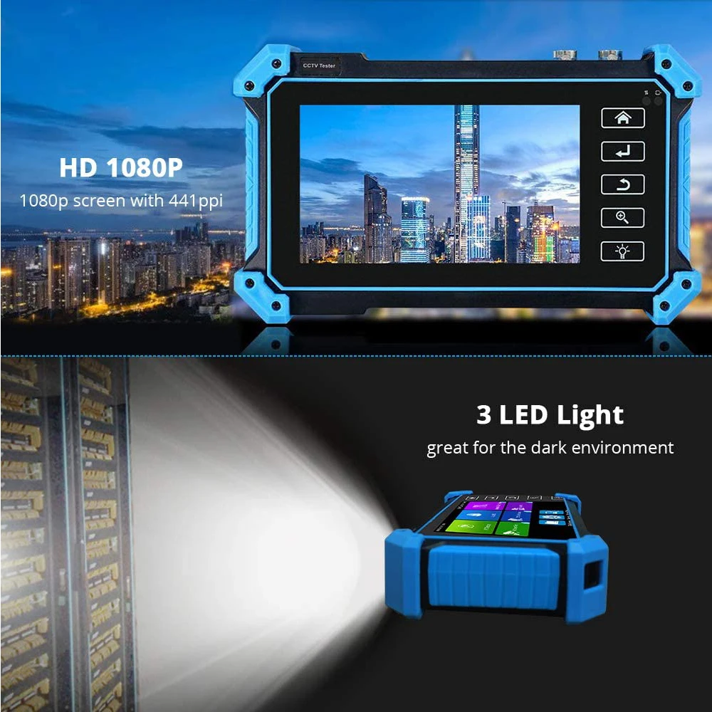 CCTV Camera Tester WSDCAM IPC Tester 8MP AHD/CVI/TV/SDI With HDMI VGA Input 5in CCTV Monitor For IP Camera CFTV