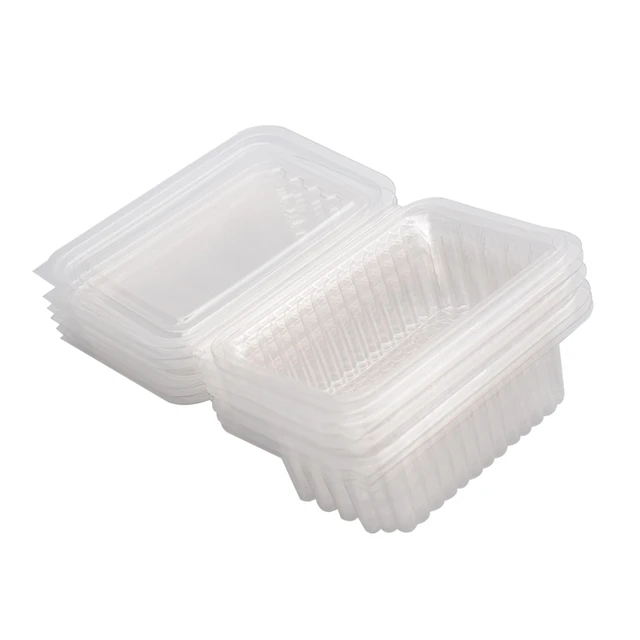 Boîte alimentaire carrée transp/gris en plastique - L'Incroyable