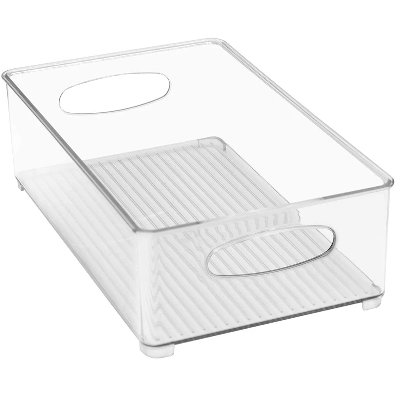 

Plastic Storage Bins Stackable Clear Pantry Organizer Box Bin Containers For Organizing Kitchen Fridge, Food, Pack Of 12