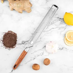 Leeseph Multi-Purpose Stainless Steel Grater with Wooden Handle (Medium)