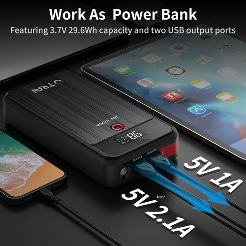 UTRAI 자동차 점프 스타터 파워뱅크 1000A 배터리 충전기 8000mAh 비상 보조베터리 부스터 점프스타터 12V 자동차에 대 한 LED 조명 시작 장치 2