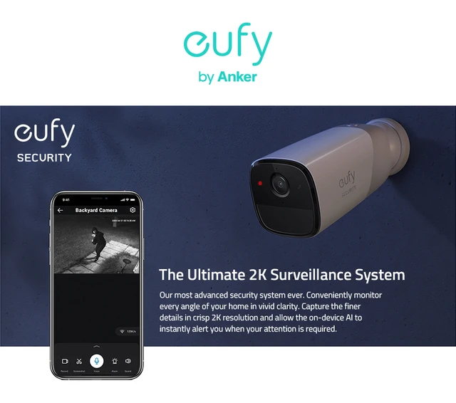 EufyCam 2 Pro Wireless Home Security Camera System, 3-Cam Kit, 365-Day  Battery Life, 2K Resolution, No Monthly Fee