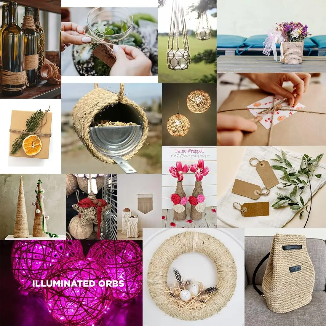 Natural Jute Twine 1.5mm for Gardening Plant Gift Wrapping Art Wedding Decoration Packing