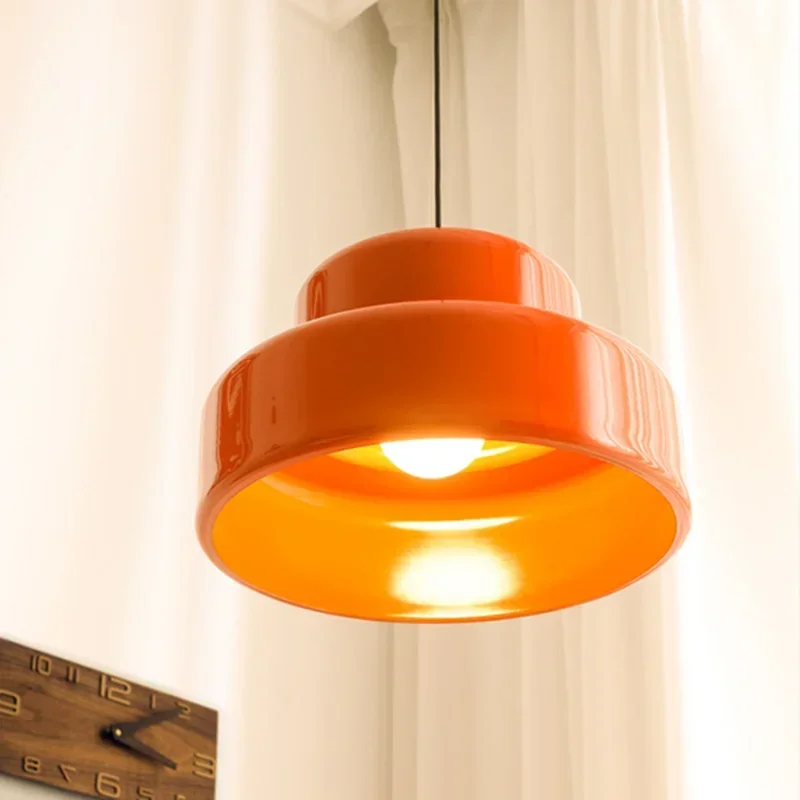 Bauhaus Vintage Orange Chandeliers Medieval Restaurant LED Ceiling Lamp Nordic Retro Bedroom Decoration Study Pendant Lights