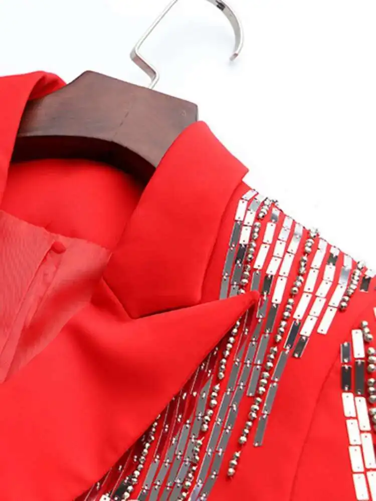 Why the DEAT 2024 Red Sequin Blazer Is the Ultimate Fall Wardrobe Staple  for Women on