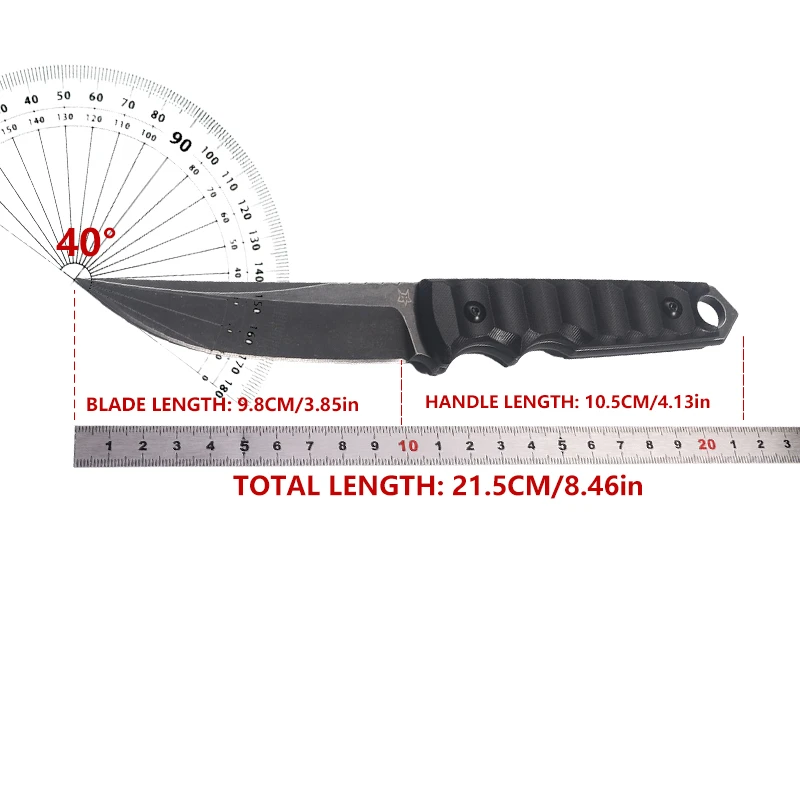 The blade is made of Niolox and the handle is made of G10 to provide enough grip to connect to the paracord. 6