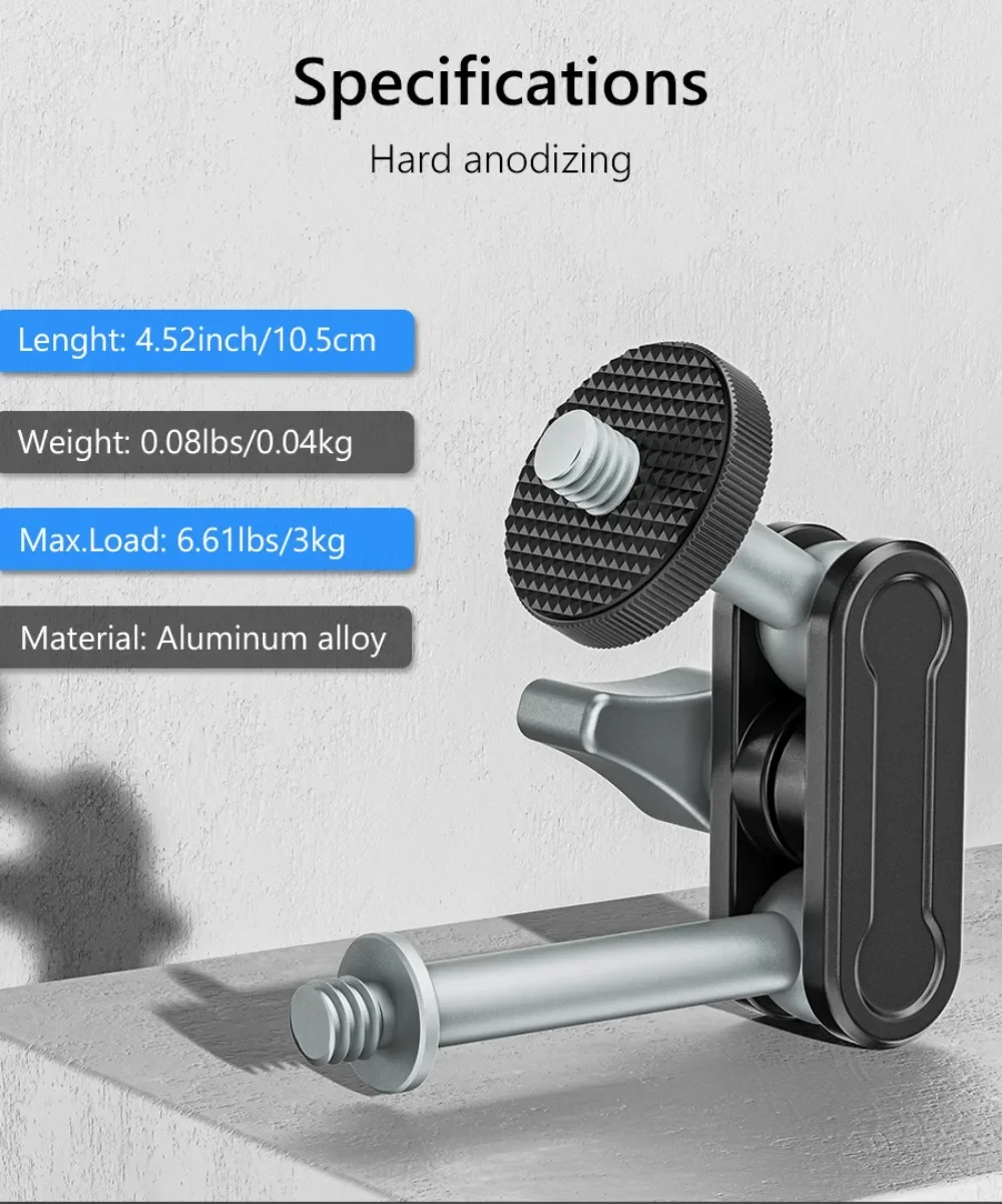 Magic Arm and Universal Phone Clamp Adapter Clip Mount 1/4 Inch Screw for Mounti