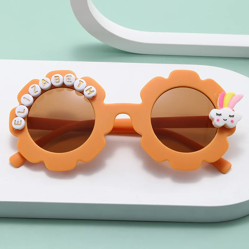 

Support Custom Letters Sun Flower Round Kids Sunglasses Girls Boys Sticky Rainbow Cloud Sun Glasses Kids Eyewear UV400 Outdoor