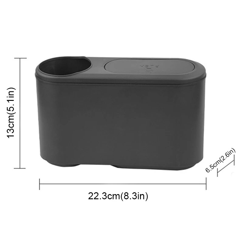 Leather ABS Car Trash Can Hanging Bin with Drink Holder