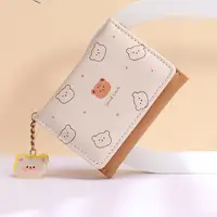 Short Ladies Wallet Fashion Cartoon Coin Purse Student Women Soft PU Leather Bifold Wallet Daily Match Plain Pattern Buckle 1