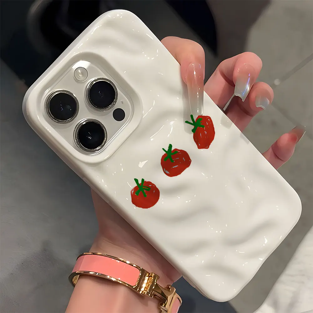 Charming Red Tomato Pattern Wave Texture Shockproof Soft Phone Case