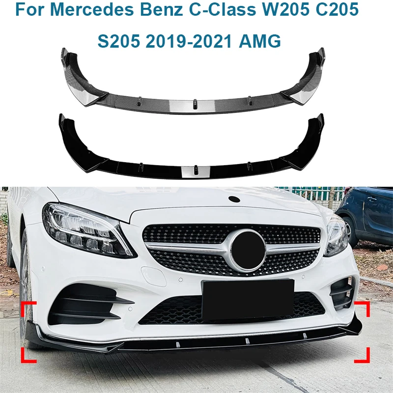 

Передний бампер для Mercedes Benz C-Class W205 C205 S205 2019-2021 AMG спойлер сплиттер бампер утюжок сплиттеры