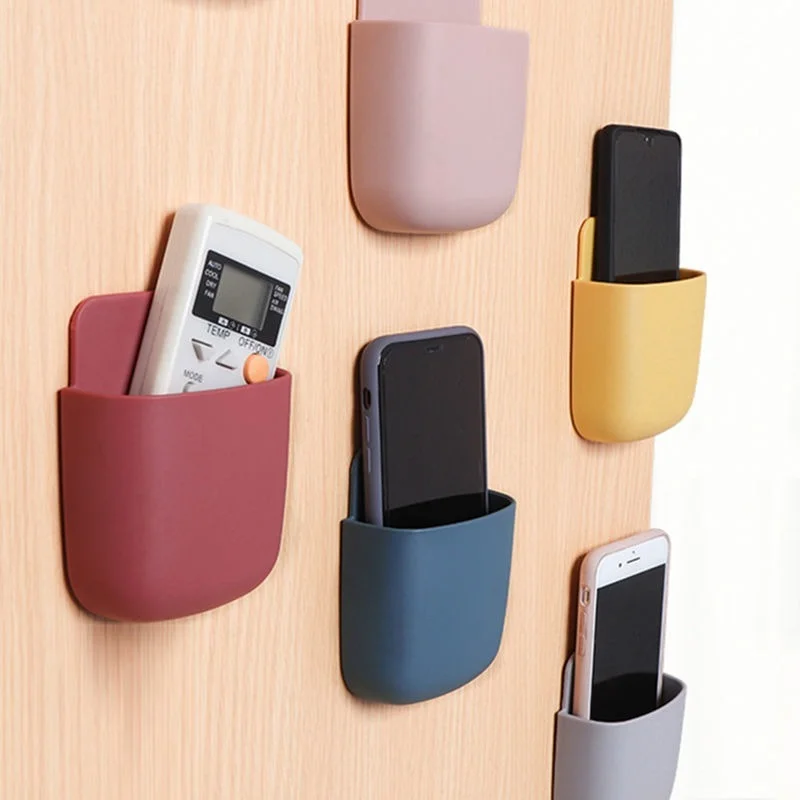 Wall Mounted Storage Box Mobile Phone Plug Holder Stand Rack Remote Control Storage Organizer Case For Air Conditioner TV