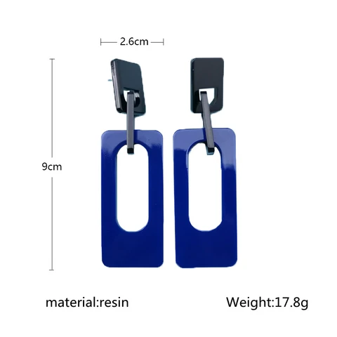 Geometric Rectangle Green Resin Dangle Earrings  Bohemian Acetate Long Pendant Personality Acrylic Earring Jewelry