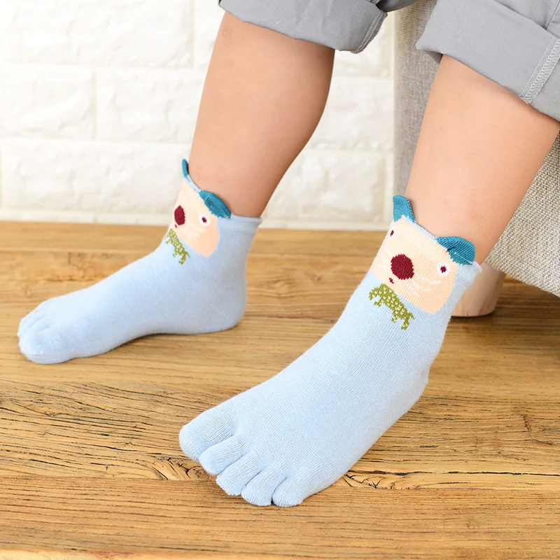 5 Pairs Children Cute Socks Soft Cotton Five Fingers Cartoon 3D Animal Sock Baby Boys Girls Spring Autumn Short Socks with Toes