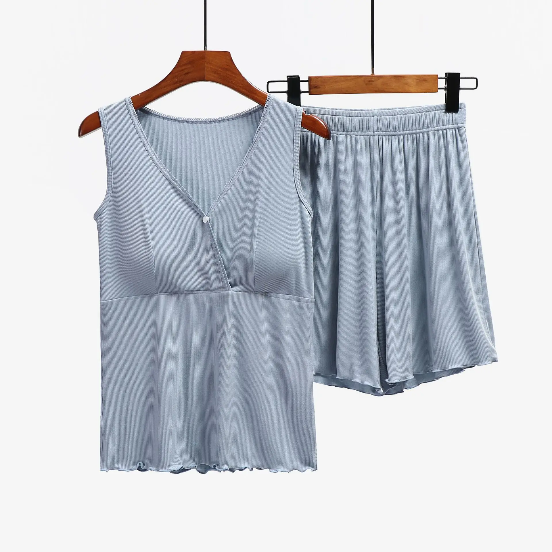 

Summer Pregnant Women's Postpartum Breastfeeding Clothing Tank Top Shorts Set Thin Breastfeeding Confinement Home Clothing