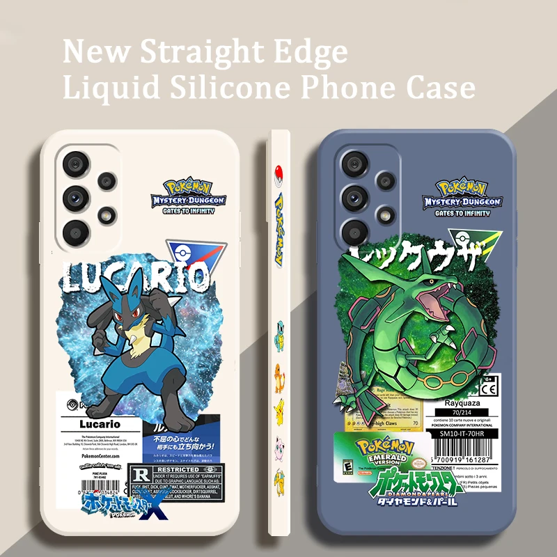 Pokemon Mewtwo Riolu Rayquaza Liquid Left Rope Per Samsung Note 20 10 A54 A31 A14 A03 A22 A34 A04 A24 Ultra Plus 5G Back