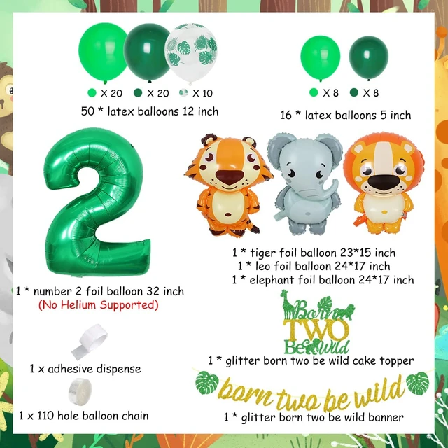 16 PCS Ballon Hélium Animaux,Ballons Animaux en Aluminium,Ballon Animaux  Jungle,Ballon Anniversaire d'Enfant,Parfait pour la Fête d'Anniversaire des