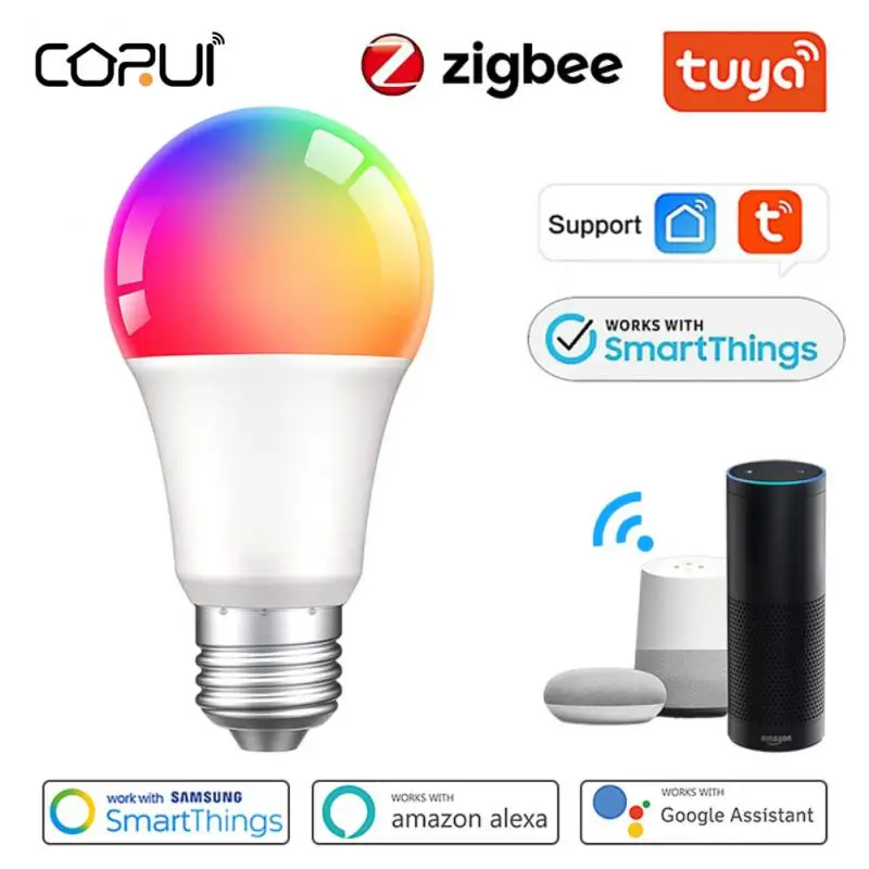 

CORUI E27 Zigbee 12/15/18W Tuya Smart Changing Light Bulb RGBCW Color LED Light Smart Life Control Work With Alexa Google Home