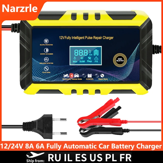 Voll Automatische Auto Batterie Ladegerät 12V 10A 24V 5A Smart Schnelle  Lade für AGM GEL NASSE Blei batterie Ladegerät LCD Display - AliExpress