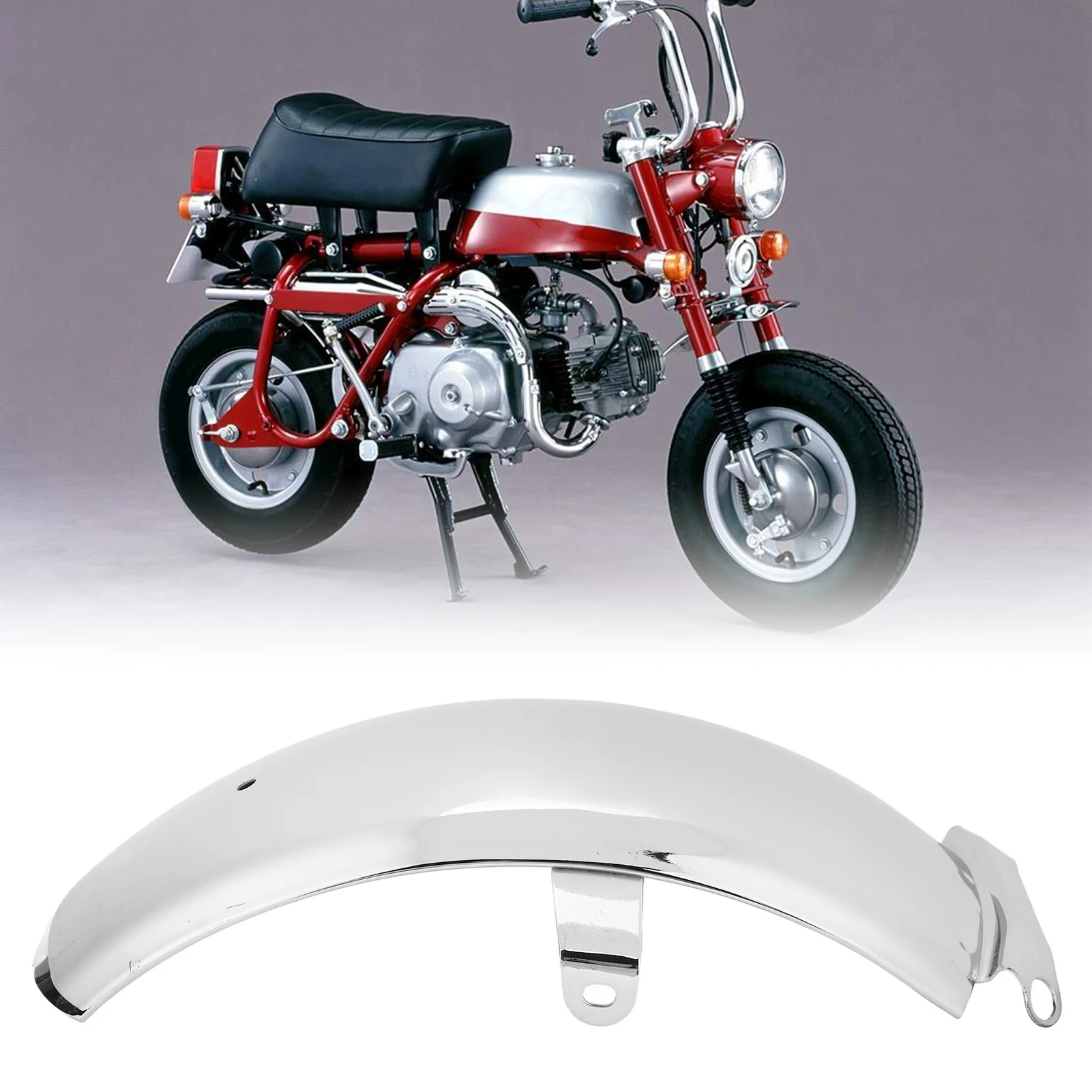 Honda Cherry Red Metal Front Mudguard suitable for use with Z50J main image 1