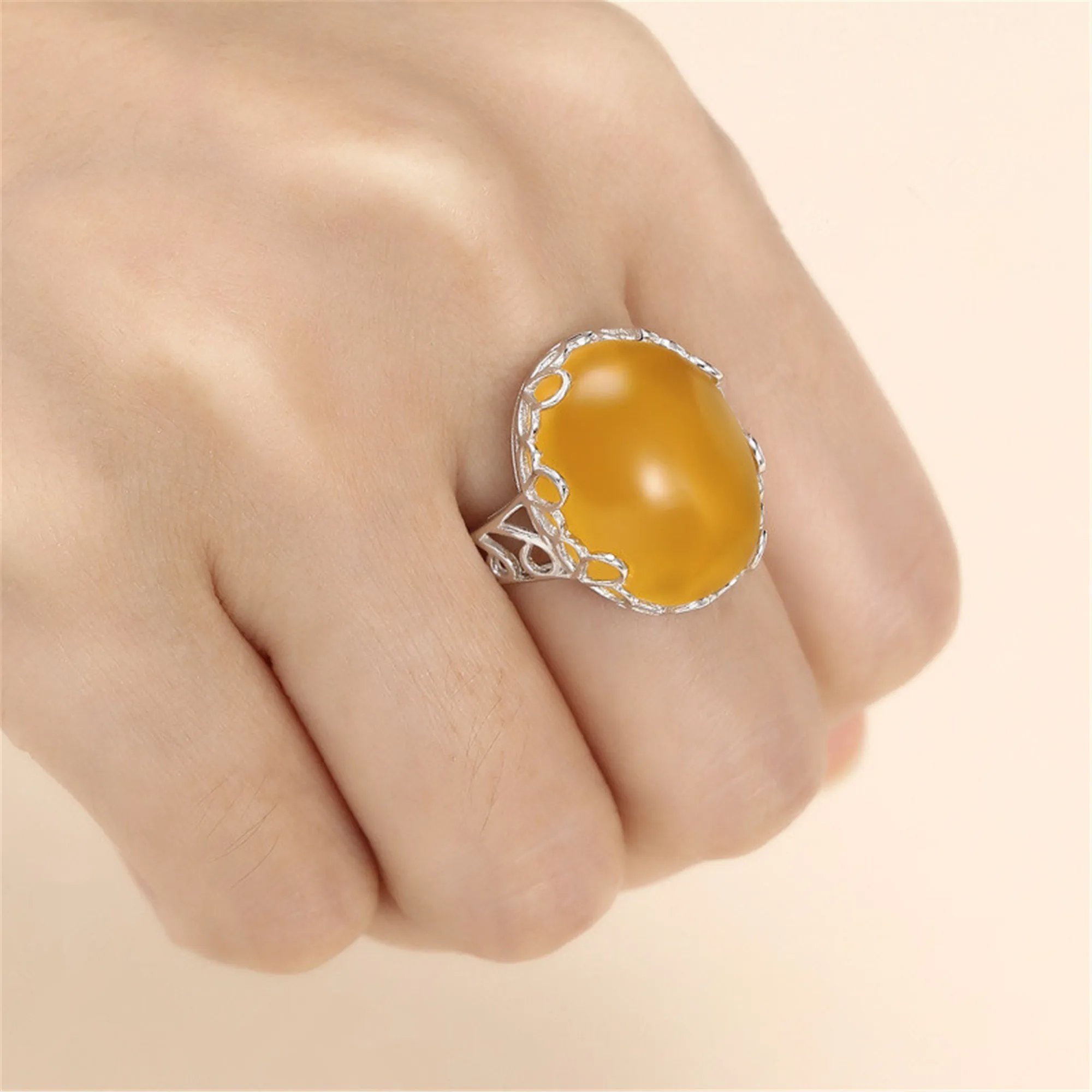 アクセサリー SOU SOU Men's Ring Base for 15x20mm Oval Cabochons Ring Setting