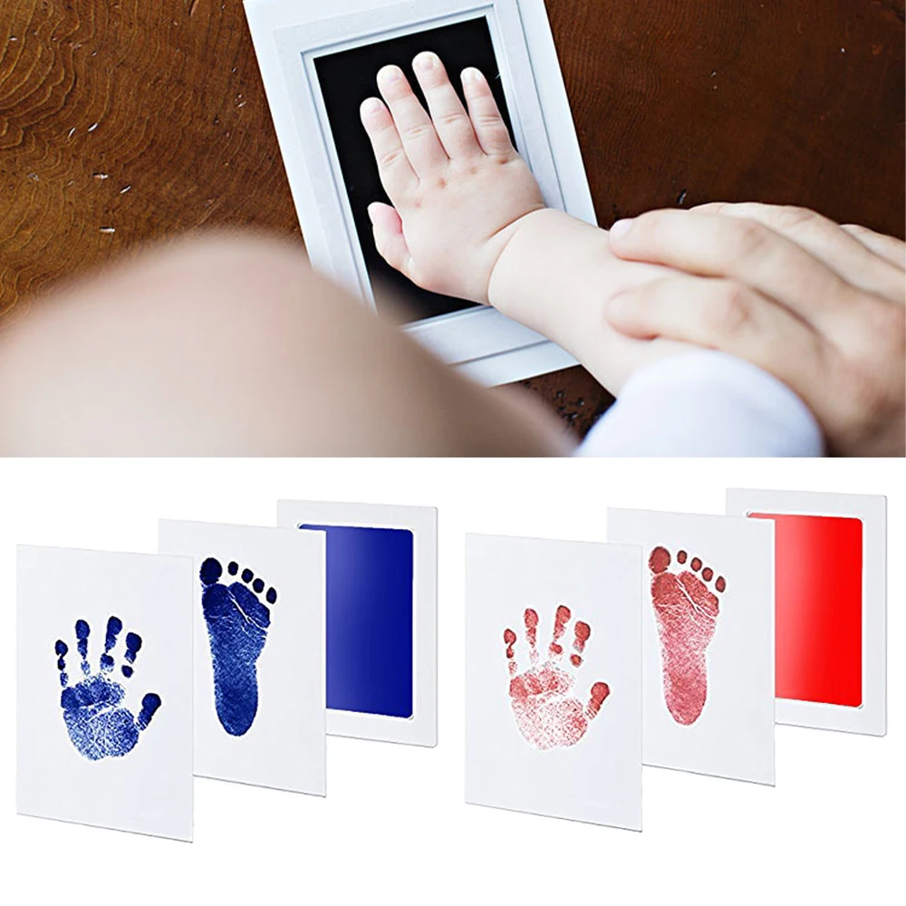 Newborn Baby Footprints And Handprint Ink Pads Safe Non-Toxic No Touch Skin Inkless Ink Pads Kits Photo Frame Baby Gift Decor hand & footprint makers at home	