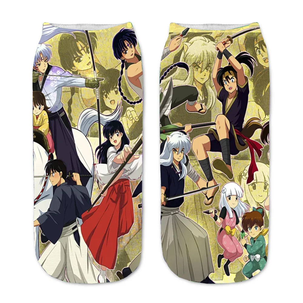 Men Women Socks Anime Inuyasha 3D Printed Sesshoumaru Cartoon Straight Socks  Short Sock Teenager Kawaii Party Ankle Cute Sock