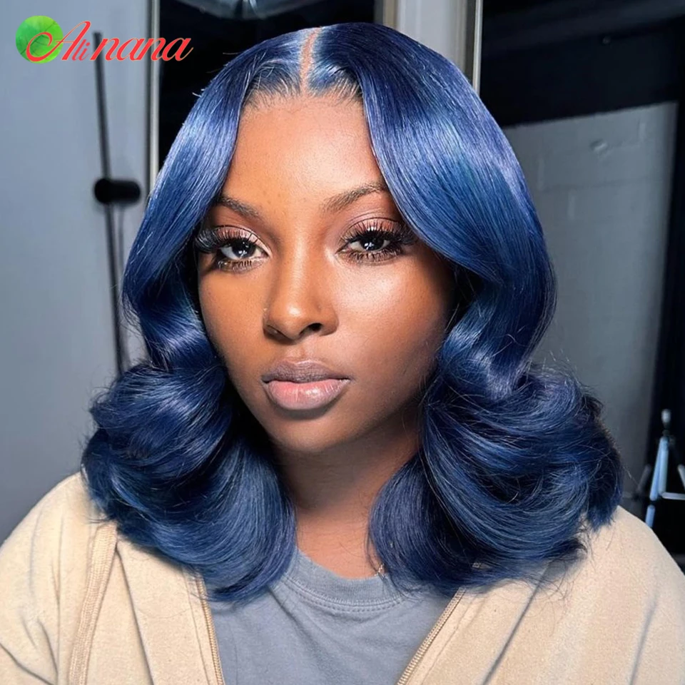 Royal Blue Colored Short Bob Wig 13x4 Lace Frontal Wigs 200